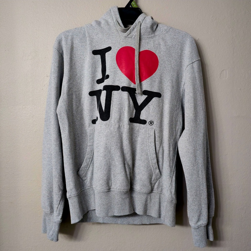 I Love NY Officially Licensed Hoodie Gray Pullover Sweatshirt Small ILNY-1119
